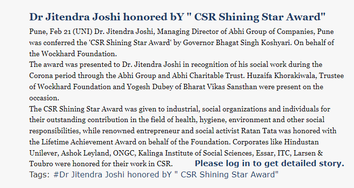 Jitendra Joshi - CSR Shining Star Award